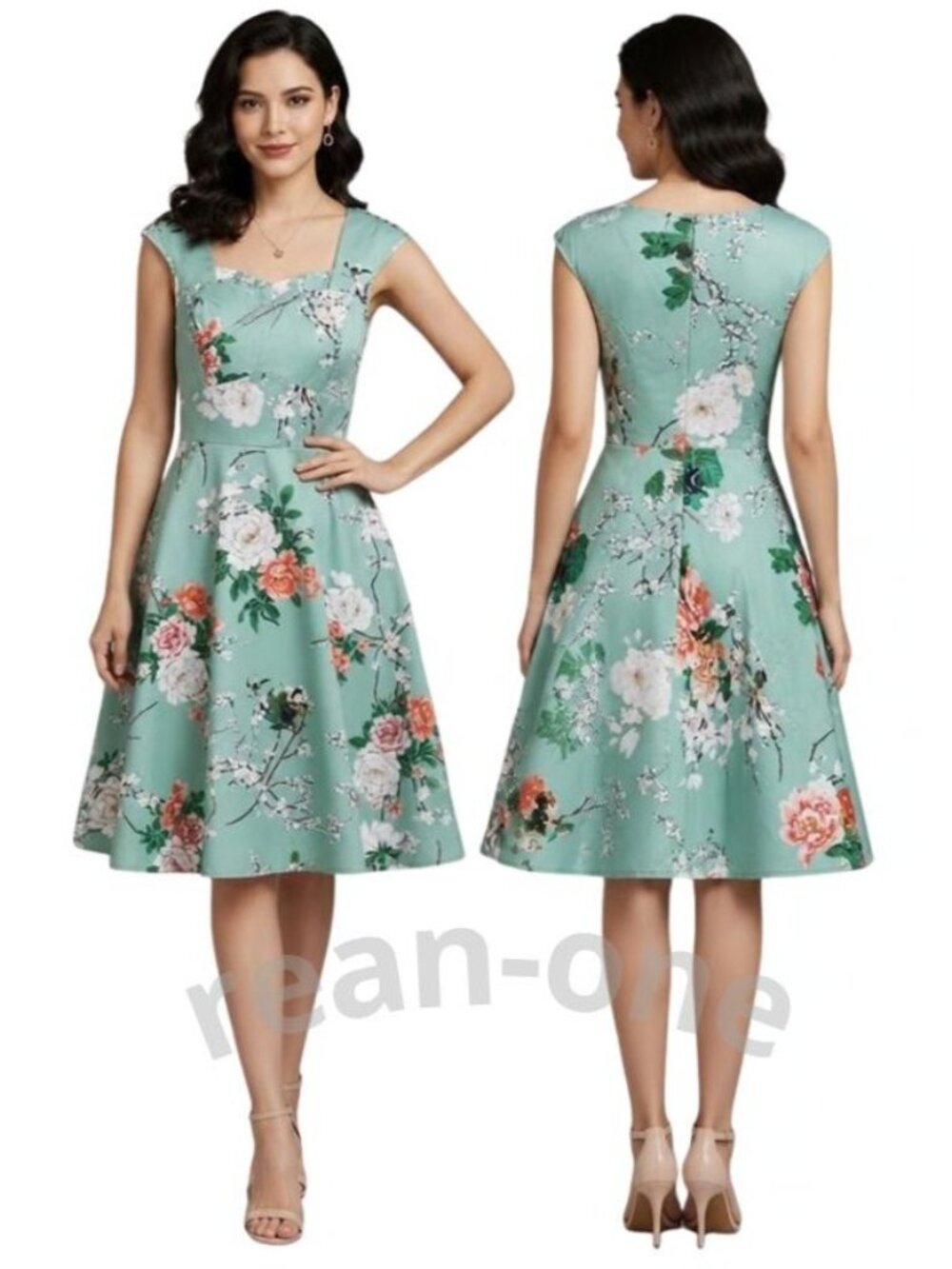 Feldie Floral Sweetheart Neck Cap Sleeve Floral Flare Dress Women's Small, NWT